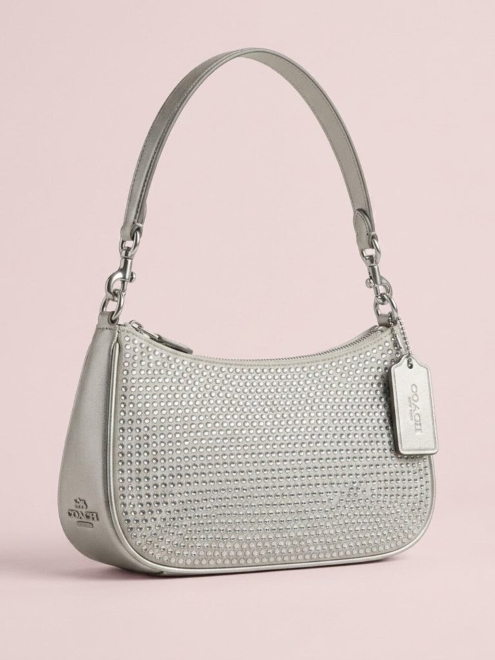 NWT Coach Teri Shoulder Bag with Crystal Rhinestones in Metallic Silver​